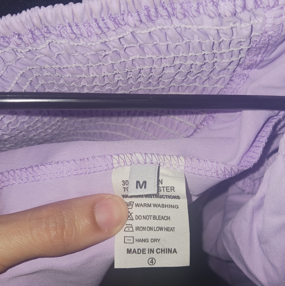Women Lila purple puff sleeves bow blouse top - Picture 12 of 12